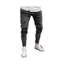 Calças Jeans Skinny Rasgadas De Hip Hop Para Homens, Casual, Em Algodão, Estilo Lápis