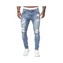 Calças Jeans Skinny Rasgadas Masculinas, Estilo Casual, Ajuste Slim, Lavagem Vintage, Moda De Rua Calças Jeans Skinny Rasgadas Masculinas, Estilo Casual, Ajuste Slim, Lavagem Vintage, Moda De Rua