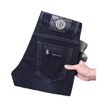 Calças Jeans Slim De Perna Reta Para Homens, Alta Qualidade, Levemente Bordadas, Casuais, Versáteis,