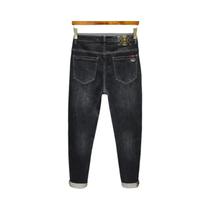 Calças Jeans Slim Fit Masculinas Em Cinza Carvão Com Bordado, Casuais E Modernas Para Outono E
