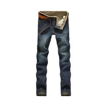 Calças Jeans Slim Fit Masculinas Em Denim Stretch, Calças Retas Casuais Para Negócios, Clássicas