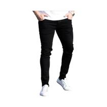 Calças Jeans Slim Fit Masculinas Em Preto E Azul, Cor Pura, Estilo Casual Vintage, Calças Skinny