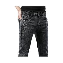 Calças Jeans Slim Fit Vintage Para Homens Em Denim Stretch Com Lavagem Floco De Neve, Moda Coreana