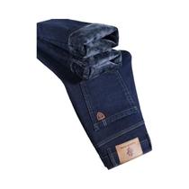 Calças Jeans Térmicas De Inverno Para Homens, Forradas Em Fleece, Estilo Casual, Corte Reto, Calças Calças Jeans Térmicas De Inverno Para Homens, Forradas Em Fleece, Estilo Casual, Corte Reto, Calças