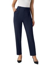 Calças JEKAOYI, vestido elástico feminino de cintura alta, azul marinho
