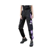 Calças Jogger Cargo Casuais Femininas Pretas Estilo Hip-hop Streetwear Para Dança
