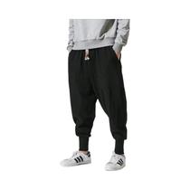 Calças Jogger Masculinas De Algodão E Linho, Estilo Harem, Largas, Com Gancho Abaixo Do Joelho,