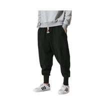 Calças Jogger Masculinas De Algodão E Linho, Estilo Harem, Largas, Com Gancho Abaixo Do Joelho,