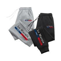 Calças Jogger Masculinas Paris Le Marais Com Estampa 2 Em 1, Calças De Moletom Casuais Quentes Para