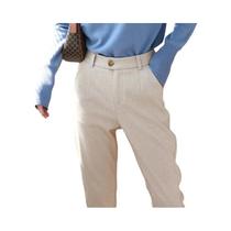 Calças Lápis e Harém de Lã Feminina - Cintura Alta, Casual e para Escritório (Outono/Inverno)