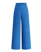 Calças largas BTFBM femininas elásticas de cintura alta Palazzo Blue