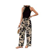 Calças Largas Estampadas Para Mulheres plus Size, Casuais, Com Cintura Elástica, Confortáveis E Calças Largas Estampadas Para Mulheres plus Size, Casuais, Com Cintura Elástica, Confortáveis E