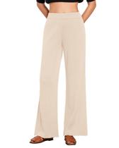 Calças largas GRAPENT Casual para mulheres bege claro XL 16-18