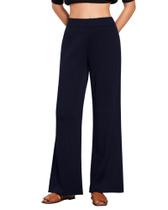 Calças largas GRAPENT para mulheres de cintura alta, azul marinho fluente