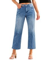 Calças largas GRAPENT para mulheres, jeans femininos de perna reta, calças largas, femininas dos anos 90, para mulheres, jeans de lavagem escura, jeans elásticos femininos, cor azul médio, tamanho 8, tamanho 10