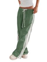 Calças largas Hongsui Drawstring High Rise Green para mulheres