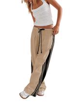 Calças largas Hongsui Drawstring High Rise Side Stripe