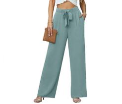 Calças largas Lepunuo Plus Size de cintura alta com bolsos
