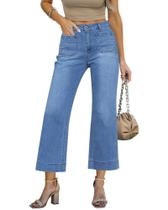 Calças largas LookBookstore Jeans azuis de cintura alta para mulheres