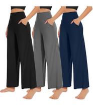 Calças largas NEW YOUNG, pacote com 3 calças femininas de cintura alta