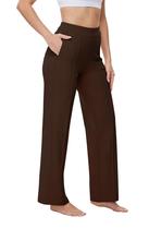 Calças largas SOOWOT para mulheres Pull On Yoga Gym Brown M Calças largas SOOWOT para mulheres Pull On Yoga Gym Brown M