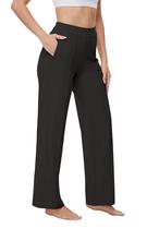 Calças largas SOOWOT Pull On Yoga Gym, soltas, com bolsos com zíper Calças largas SOOWOT Pull On Yoga Gym, soltas, com bolsos com zíper