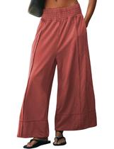 Calças largas TAQCUX, elásticas casuais, de cintura alta, para mulheres Calças largas TAQCUX, elásticas casuais, de cintura alta, para mulheres
