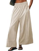 Calças largas TAQCUX, elásticas casuais, de cintura alta, para mulheres Calças largas TAQCUX, elásticas casuais, de cintura alta, para mulheres