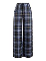 Calças largas WDIRARA xadrez casual de cintura alta para mulheres Calças largas WDIRARA xadrez casual de cintura alta para mulheres