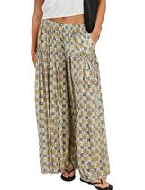 Calças largas Ziqoty Flowy High Waist Loose Beach Boho Calças largas Ziqoty Flowy High Waist Loose Beach Boho