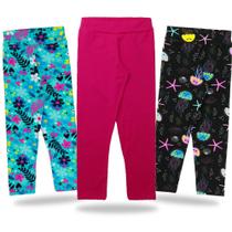 Calcas Legging Infantil Juvenil Crianca Menina Kit 3 Peças Roupas de Crianças