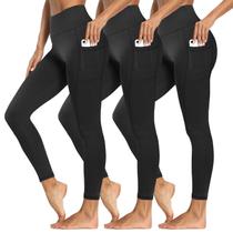 Calças Leggings Syrinx 3 Unidades Cintura Alta com Controle de Barriga Calças Leggings Syrinx 3 Unidades Cintura Alta com Controle de Barriga