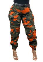 Calças LETSVDO Camo Cargo Baggy High Rise para mulheres Calças LETSVDO Camo Cargo Baggy High Rise para mulheres