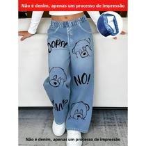 Calças Longas Casuais Para Meninas Em Jeans Imitado Azul Claro Com Estampa De Urso Tímido 2026 Calças Longas Casuais Para Meninas Em Jeans Imitado Azul Claro Com Estampa De Urso Tímido 2026