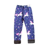 Calças Longas De Menina Com Forro De Pelúcia Quente, Estampa De Borboleta E Listras, Leggings Macias