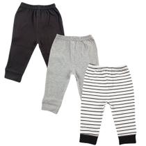Calças Luvable Friends unissex para bebês, listras pretas, 6 a 9 meses, pacote com 3 Calças Luvable Friends unissex para bebês, listras pretas, 6 a 9 meses, pacote com 3