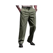 Calças Masculinas De Moda Casual Para Primavera E Outono, Cor Sólida, Soltas, Com Cordão, Corte Reto