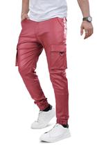 Calças masculinas GINGTTO vermelhas de material sintético, cargo, slim fit, tamanho 30
