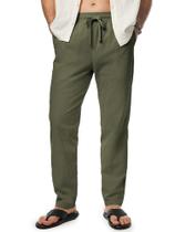 Calças masculinas JMIERR: algodão, linho, elástico, cintura, cordão, verde, S Calças masculinas JMIERR: algodão, linho, elástico, cintura, cordão, verde, S