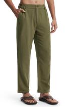 Calças masculinas Libin de algodão e linho Summer Beach Army Green L