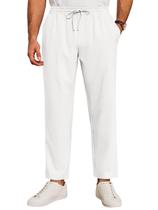 Calças masculinas Runcati com cordão, elástico, cintura, linho, branca