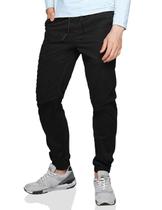 Calças Match Masculinas Folgadas Chino Washed Jogger Pretas 38