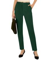 Calças Miesuit, verde escuro, pernas retas, cintura alta, tamanho 0