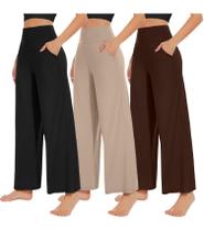 Calças NEW YOUNG 3 Unidades Pantalona Cintura Alta com Bolsos