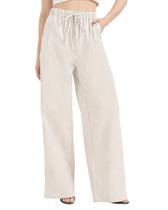 Calças Palazzo de linho Zylioo Long para mulheres de 30 a 32 anos com costura interna