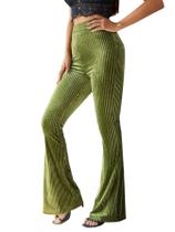 Calças Palazzo Floerns Velvet Flare Leg, cintura elástica para mulheres