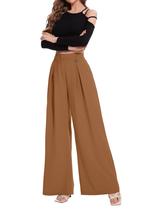 Calças Palazzo FUNYYZO, perna larga, cintura alta para mulheres