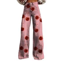 Calças Palazzo LUFHBEHB femininas com estampa floral boho de cintura alta