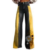Calças Palazzo LUFHBEHB femininas com estampa floral boho de cintura alta