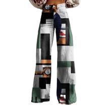 Calças Palazzo LUFHBEHB femininas com estampa floral boho de cintura alta